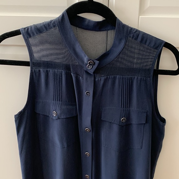 Club Monaco navy silk dress, size 0 - Picture 2 of 4